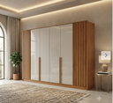 Ver imagem 1 de Roupeiro Bianchi Safira 6 Portas Naturale Off White 100% MDF - Biachi Móveis