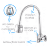 Tanque Inox 40x40x22cm Escovado Com Torneira Gourmet Parede - 4