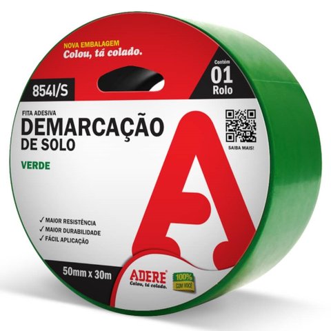 Fita Verde Para Demarcação de Solo 50mm x 30 Metros -854I - ADERE