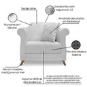 Ver imagem 6 de Poltrona Para Sala de Estar Vênus Linho Pés Castanho - Pallazio - Cinza
