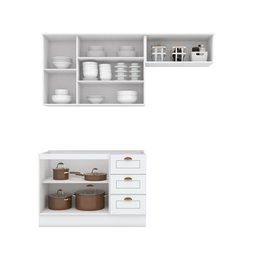 Cozinha Compacta 3 Peças 6 Portas 3 Gavetas Emily Henn - Branco Fosco - 8