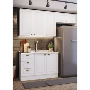 Cozinha Compacta 3 Peças 6 Portas 3 Gavetas Emily Henn - Branco Fosco