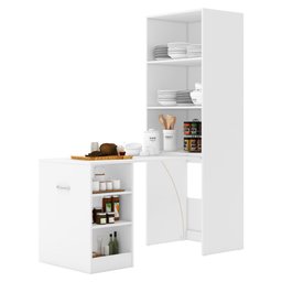 Mesa de Cozinha Retrátil com Armário Portas Vidro Multimóveis Las Vegas FG2991 Branca - 4