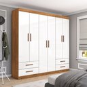 Ver imagem 1 de Guarda-Roupa Casal Dubai 6 Portas 4 Gavetas Multimóveis CR35556 Cinamomo/Branco