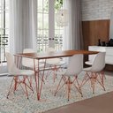 Ver imagem 1 de Mesa Sala De Jantar Industrial Amêndoa 135X75 6 Cadeiras Bracas De Ferro Cobre Cor: Marrom