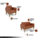 Ver imagem 3 de Conjunto Poltrona e Namoradeira Decorativa Isabella Pés Fixo em Madeira Castanho Pu Nozes G19 - Gran