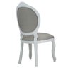 Cadeira de Jantar Medalhão Entalhada Capitonê Branco e Cinza Soberati - 3