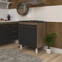 Ver imagem 4 de Balcão de Cozinha Fabi para Fogão Cooktop 5 Bocas Móvel Armário Funcional Savana Preto Mobília Decor