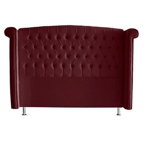 Cabeceira de Cama Box Malibu Queen 160 Cm Suede Bordo do Lar Móveis