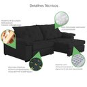 Ver imagem 6 de Sofá Retrátil e Reclinável 2,40m Clara | Conforto Premium e Design Elegante Preto