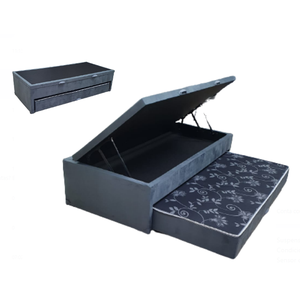Bicama Box Baú Solteiro 88x188 com Cama Auxiliar de Molas Ensacadas 3x1 Suede Cinza