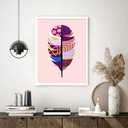 Ver imagem 1 de Quadro Decorativo Pena Abstrata - 70x50cm:moldura Branca