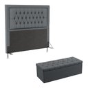 Ver imagem 1 de Kit Cabeceira Estofada Decorativa Pegasus e Calçadeira Sagitarius 140 Para Cama de Casal Sued Cinza