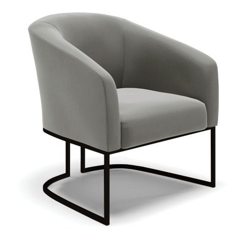 Cadeira Sala de Jantar Base Industrial Preto Stella Suede D03 - D’Rossi