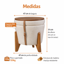 Ver imagem 4 de Puff Baú Flex Linho com Tampo de Mesa e Pés de Madeira – Elegância e Organização em Um Só Produto