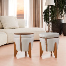 Puff Baú Flex Linho com Tampo de Mesa e Pés de Madeira – Elegância e Organização em Um Só Produto - 5