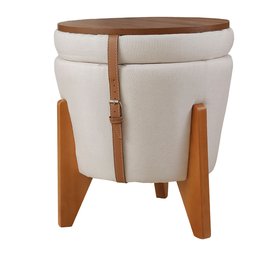 Puff Baú Flex Linho com Tampo de Mesa e Pés de Madeira – Elegância e Organização em Um Só Produto - 2
