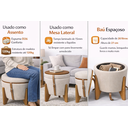 Ver imagem 5 de Puff Baú Flex Linho com Tampo de Mesa e Pés de Madeira – Elegância e Organização em Um Só Produto