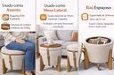 Ver imagem 5 de Puff Baú Flex Linho com Tampo de Mesa e Pés de Madeira – Elegância e Organização em Um Só Produto