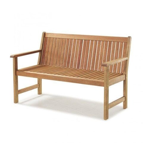 Banco 2 Lugares com Encosto e Braços em Madeira Maciça Eucalipto Primavera 120cm Bronze/Jatobá