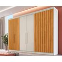 Ver imagem 1 de Guarda Roupa 6 Portas Potente C/ 6 Gavetas e C/ 4 Ripadas Off White/peroba - Europa