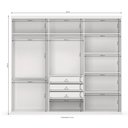 Ver imagem 4 de Roupeiro 3 Portas de Correr 3 Gavetas e Espelho S743 Kappesberg - Branco Brilho