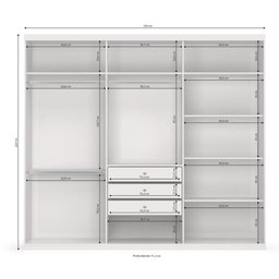 Roupeiro 3 Portas de Correr 3 Gavetas e Espelho S743 Kappesberg - Branco Brilho - 4