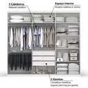 Ver imagem 3 de Roupeiro 3 Portas de Correr 3 Gavetas e Espelho S743 Kappesberg - Branco Brilho