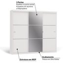 Ver imagem 2 de Roupeiro 3 Portas de Correr 3 Gavetas e Espelho S743 Kappesberg - Branco Brilho