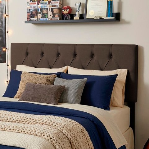 Cabeceira Painel Estofada Paris Suede Marrom Queen 1,60m para Cama Box