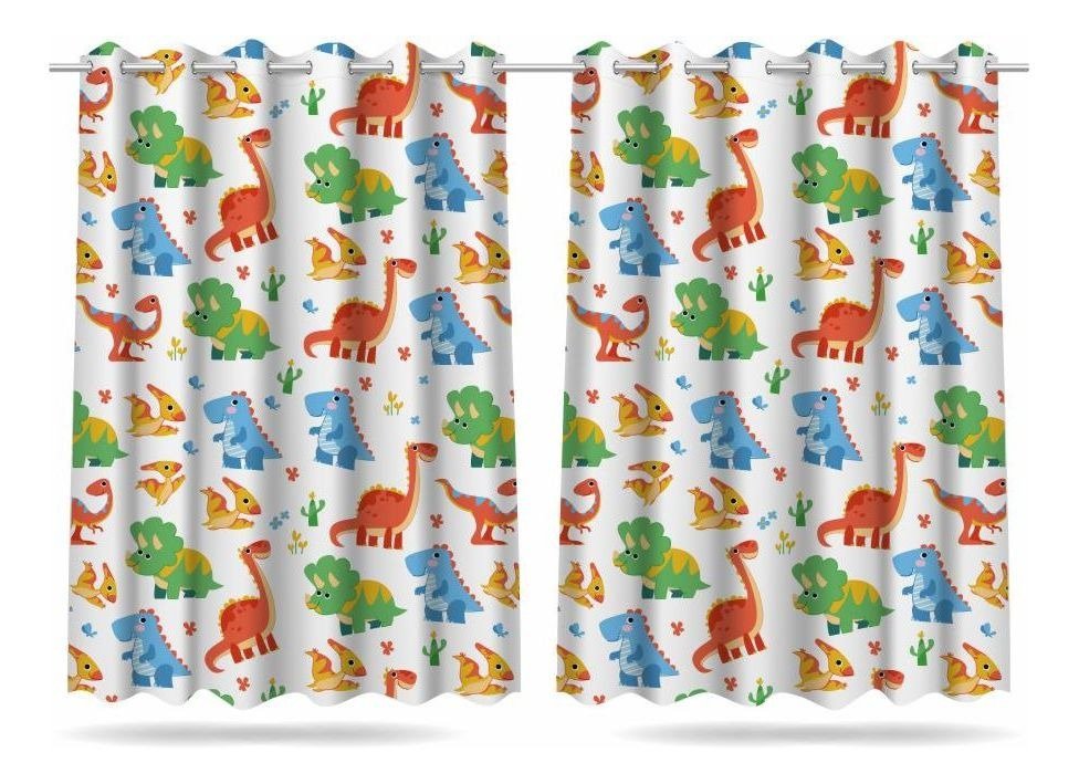 Cortina Infantil Dinossauro Cute Tecido Premium 2,60x1,50m