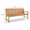 Banco Madeira Maciça 3 Lugares com Encosto 153cm Primavera  - 3