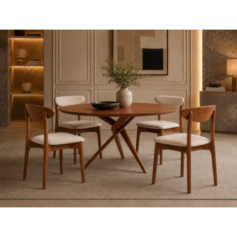 Sala Jantar Maciça Luxo 04 Lugares Pisa - Essenza Móveis