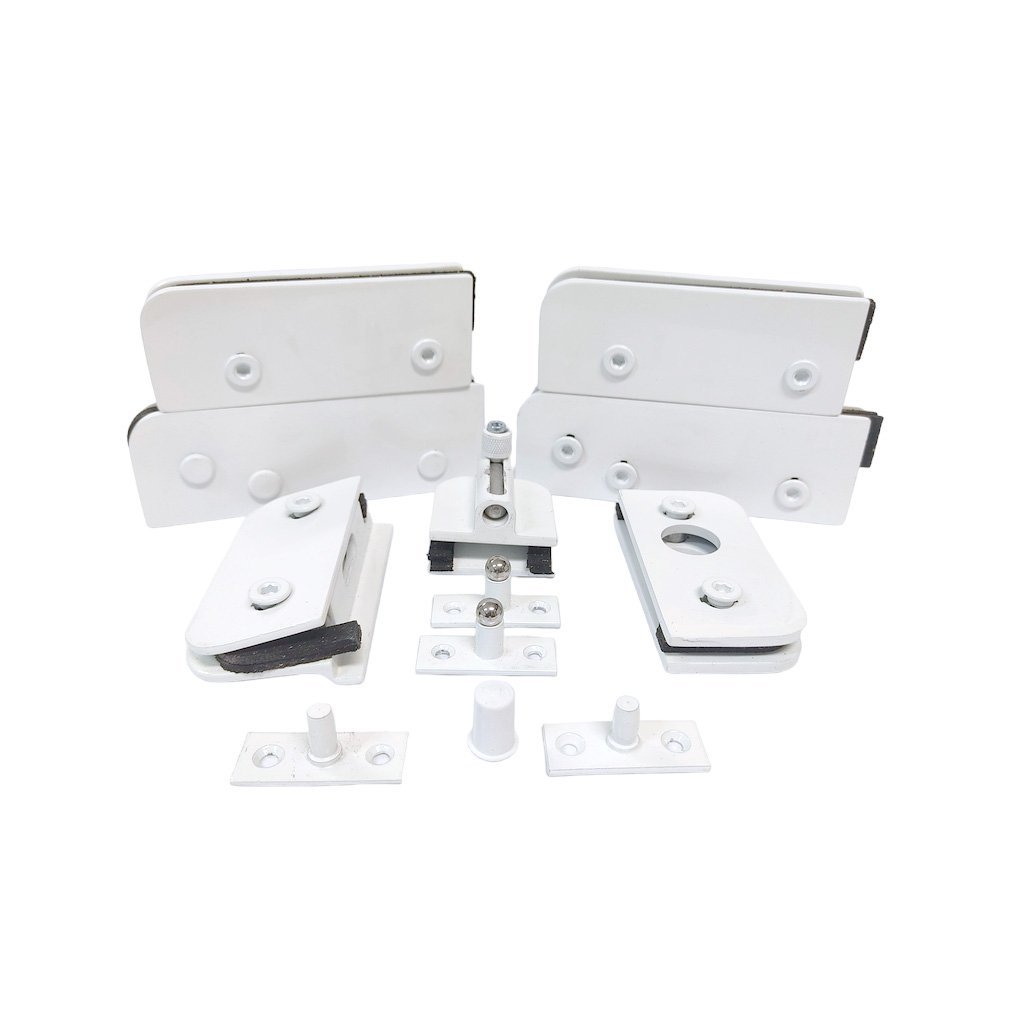 Kit Instalação 2 Folhas Alumínio Branco Porta Pivotante Dupla Blindex Vidro Temperado Vidro/vidro Se - 1