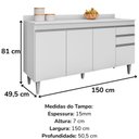 Ver imagem 3 de Balcao com Tampo 4 Portas 2 Gavetas Bp Ayla 150 Cm Eratto Moveis - Branco