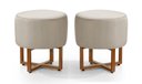 Ver imagem 1 de Kit 2 Pufes Banqueta Redonda para Sala Decoração Interior Pes Ferro Cobre Tecido Bege