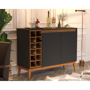 Aparador Buffet 2 Portas com Adega 100%mdf Mônaco:preto Nature