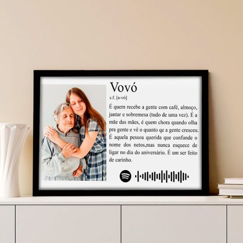 Quadro Personalizado com Foto e Música Vovó em Moldura Caixa TACOLADO PAPEL DE PAREDE Moldura Caixa 