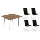 Ver imagem 1 de Conjunto: Mesa Sala Jantar Iguaçu C/ Tampo de Madeira 90cm + 4 Cadeiras Amsterdã Cromada - Corano