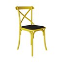 Ver imagem 1 de Kit 4 Cadeiras Katrina Assento Corano Preto Aço Amarelo Amarelo