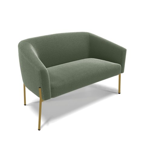 Sofá Namoradeira 2 Lugares Pé Ferro Dourado Stella Bouclê Menta D03 - D'Rossi