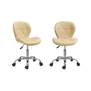 Kit 2 Cadeira de Escritório Versa Secretária Giratória Bege