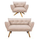 Ver imagem 1 de Kit 1 Namoradeira e 1 Poltrona Giratória Anitta Suede Bege