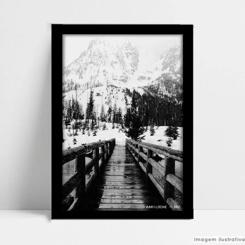 Quadro Monumento Decorativo Cidade Bariloche em Moldura Caixa Tacolado Moldura Caixa 3cm Madeira sem