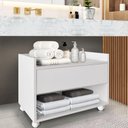 Ver imagem 1 de Balcão Móvel de Banheiro Mdf Organizador Gabinete com Rodízios Ssx Multicoisas Branco