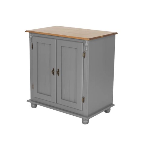 Balcão Buffet de Madeira 80cm 2 Portas Pés Torneados Florença - Laca Cinza/imbuia