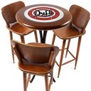 Ver imagem 1 de Cj Mesa Madeira Azulejo 60cm - Bistrô Fixa 98cm + 3 Banquetas 73 - Natural - Duff