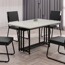 Ver imagem 2 de Mesa para Sala de Jantar Retangular 120x90cm MDF com Vidro Pérola Branco/Preto Fosco/Off White