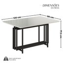 Ver imagem 3 de Mesa para Sala de Jantar Retangular 120x90cm MDF com Vidro Pérola Branco/Preto Fosco/Off White