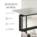 Ver imagem 7 de Mesa para Sala de Jantar Retangular 120x90cm MDF com Vidro Pérola Branco/Preto Fosco/Off White